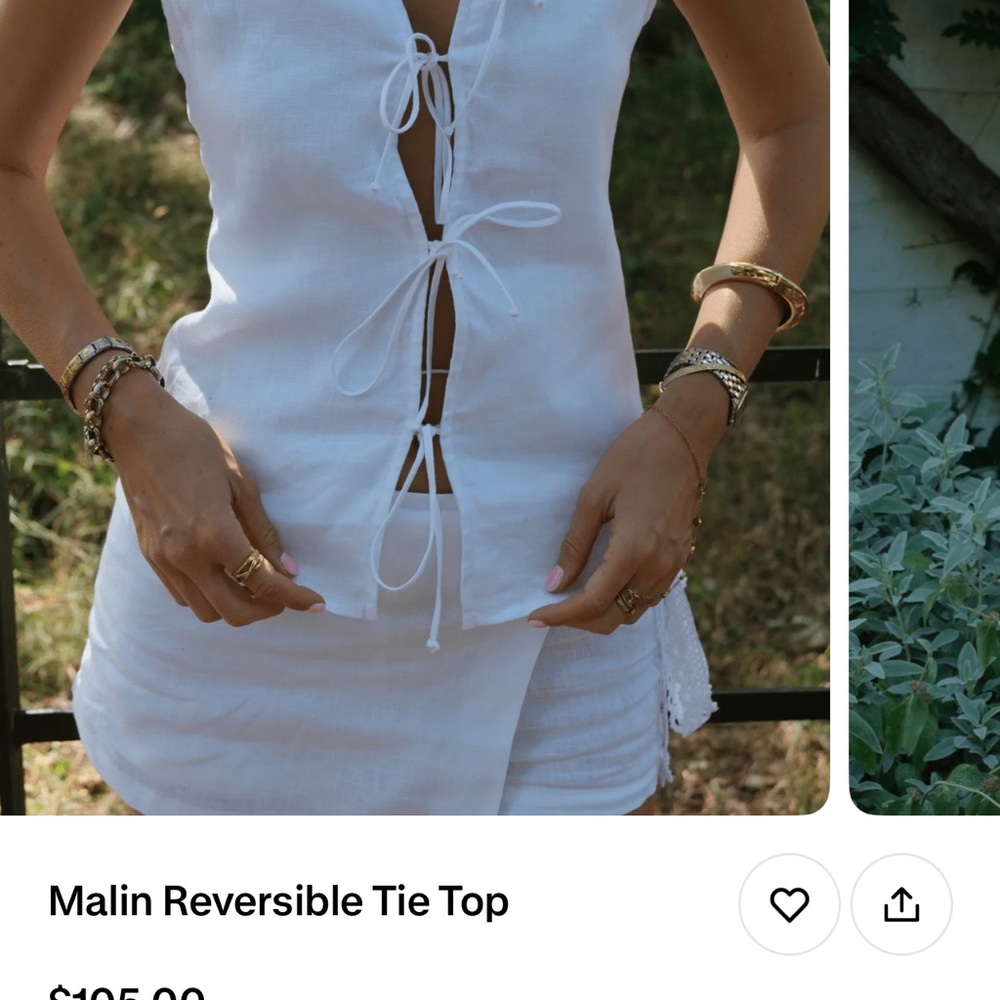White Reversible Tie Top